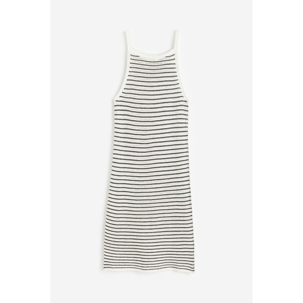 HM Girls White Black Striped Crochet‎ look Sleeveless Dress Size 12 (10-11Y)
